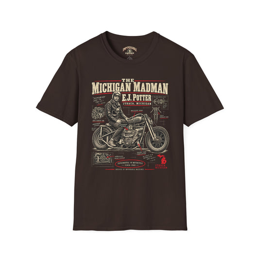 E.J. Potter Michigan Madman V8 motorcycle T-shirt by IMP-POSSIBLE