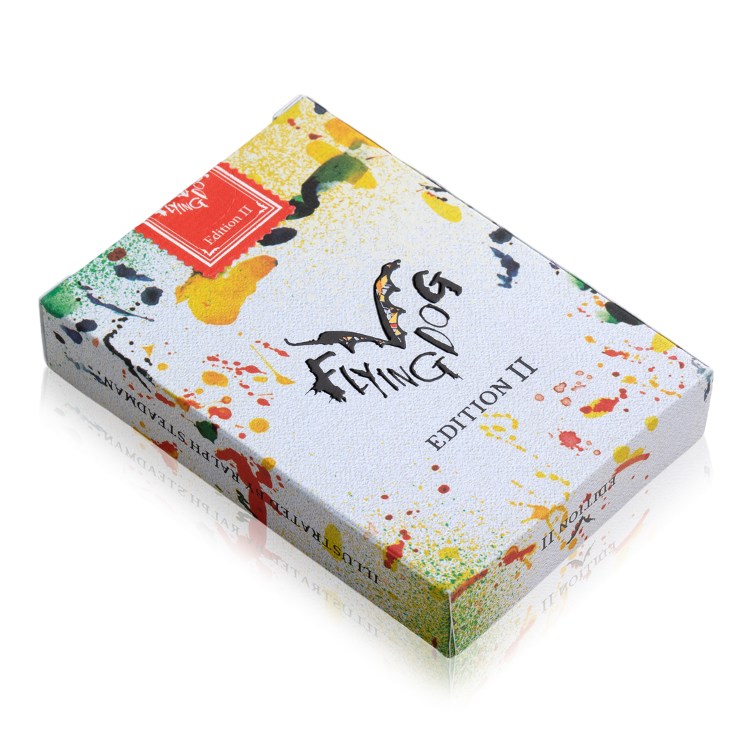 Flying Dog Edition 2 playing cards tuck box with bold artistic design by Art of Play