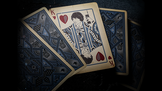 King of Hearts card from Stranger Things Hive Mind playing cards by theory11 displayed with dark Upside Down themed card backs on a moody background