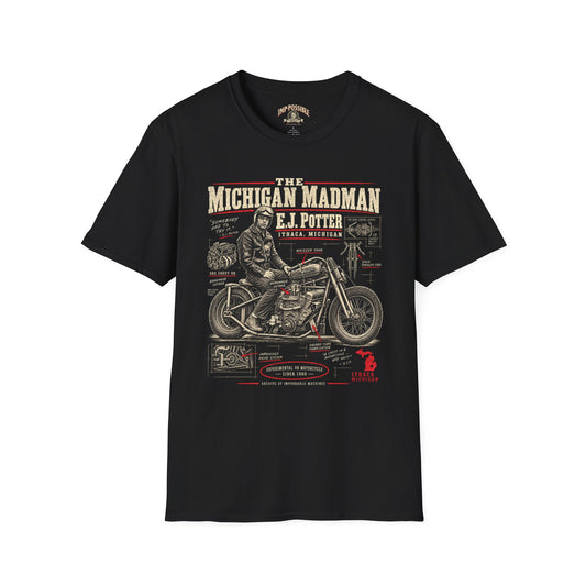 E.J. Potter Michigan Madman V8 motorcycle T-shirt by IMP-POSSIBLE