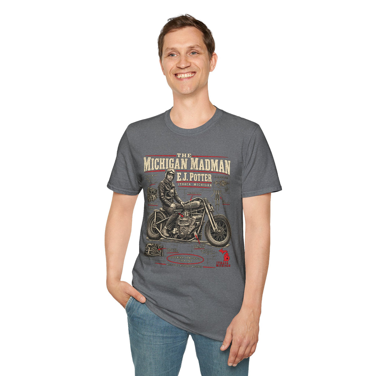 E.J. Potter Michigan Madman V8 motorcycle T-shirt by IMP-POSSIBLE