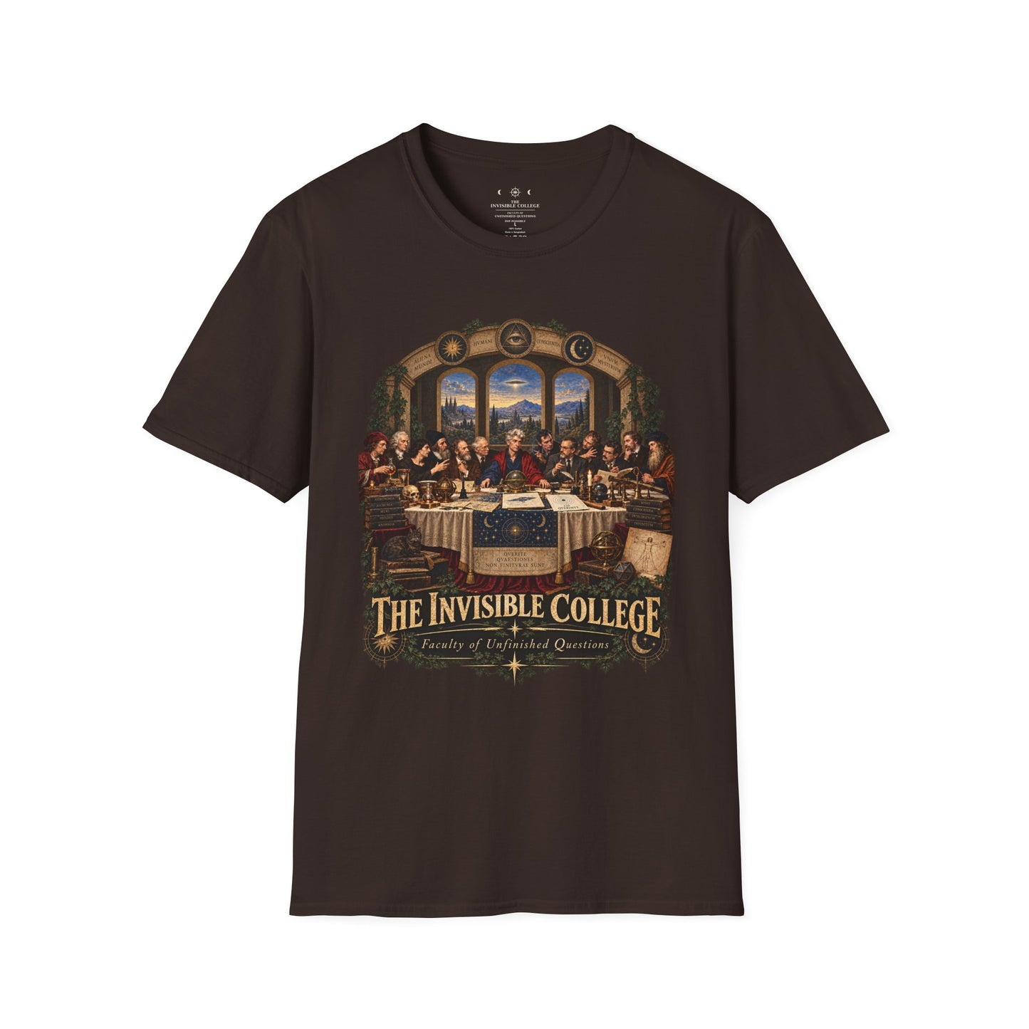 The Invisible College Renaissance-inspired graphic T-shirt – product mockup