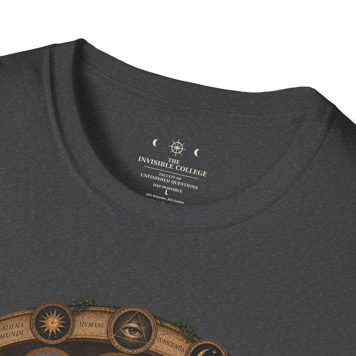 The Invisible College Faculty of Unfinished Questions tee – product mockup