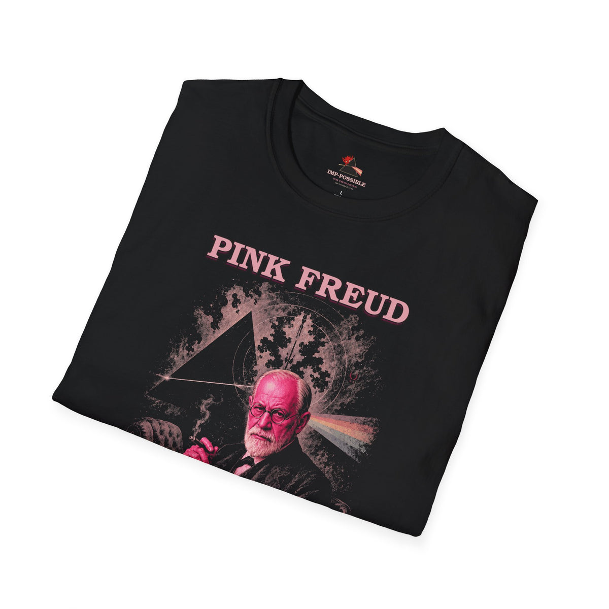 Pink Freud T-shirt with custom IMP-POSSIBLE inside neck label