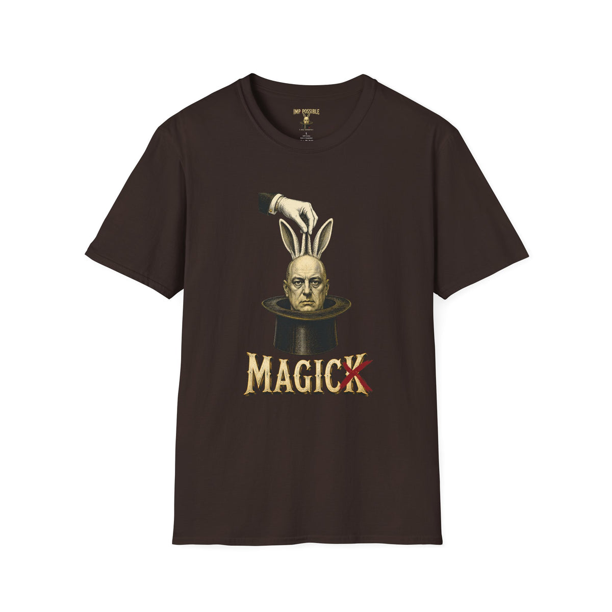 Dark Chocolate Aleister Crowley Magick T-shirt product mockup