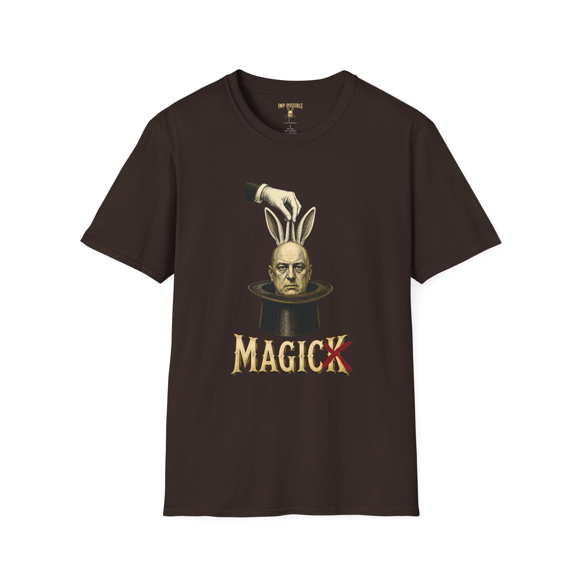 Dark Chocolate Aleister Crowley Magick T-shirt product mockup