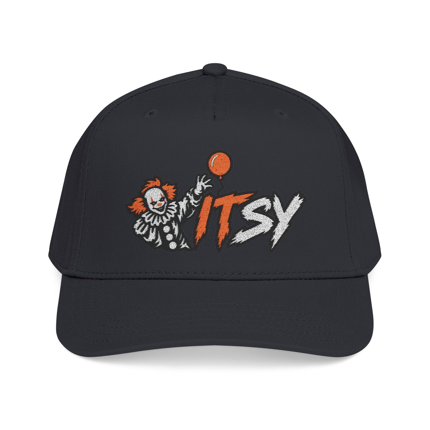 ITsy Horror Clown black snapback cap with embroidered clown design