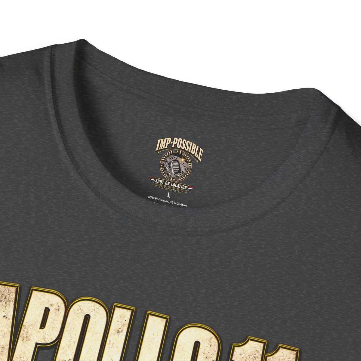 Apollo 11 moon landing conspiracy art T-shirt product mockup