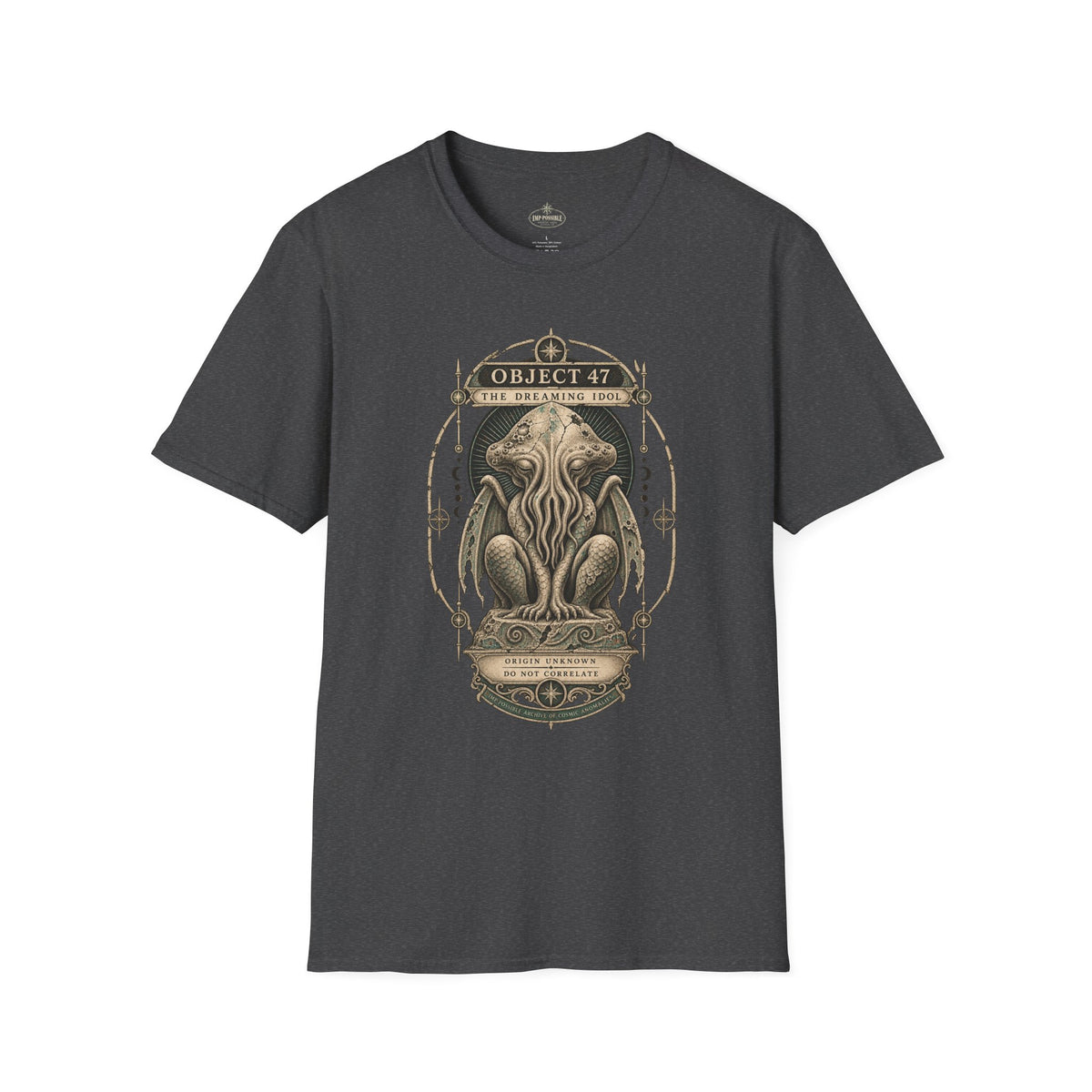 Dark Heather Object 47 The Dreaming Idol T-shirt, front view