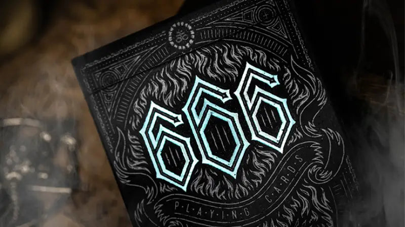666 V4 Cyan playing cards by Riffle Shuffle cold foil collector deck
