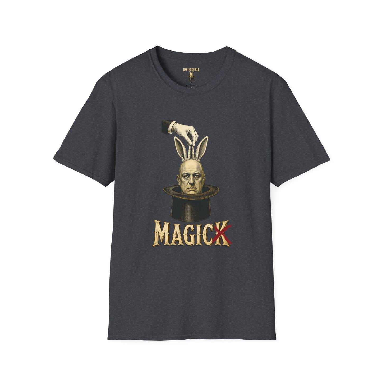 Dark Heather Grey Aleister Crowley Magick T-shirt product mockup