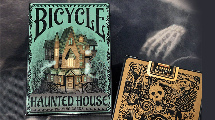 Bicycle Haunted House playing cards tuck box with spooky haunted mansion artwork