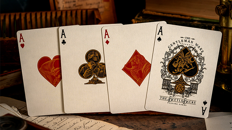 Beetle Backs Cobalt Edition playing cards card back design with ornate beetle illustration