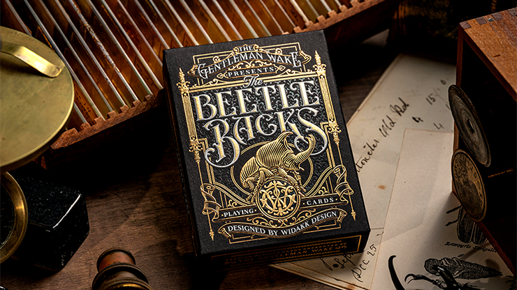Beetle Backs Prestige Limited Edition playing cards luxury tuck box with gold foil beetle design