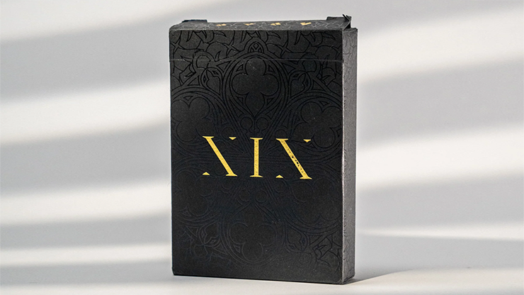 Ascend XIX Playing Cards tuck box with gold steampunk design