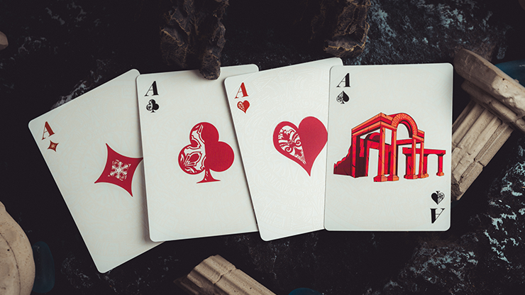 Atlantis Fire Playing Cards deck tuck box red embossed design fantasy playing cards