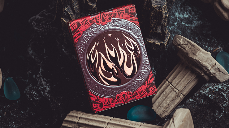 Atlantis Fire Playing Cards deck tuck box red embossed design fantasy playing cards