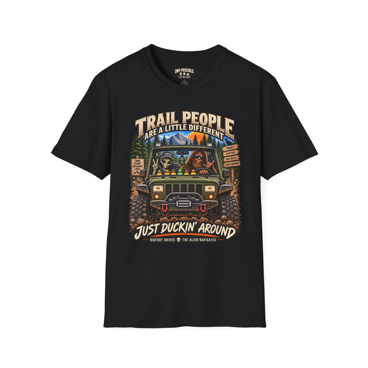 Trail People IMP-POSSIBLE unisex graphic T-shirt in Black