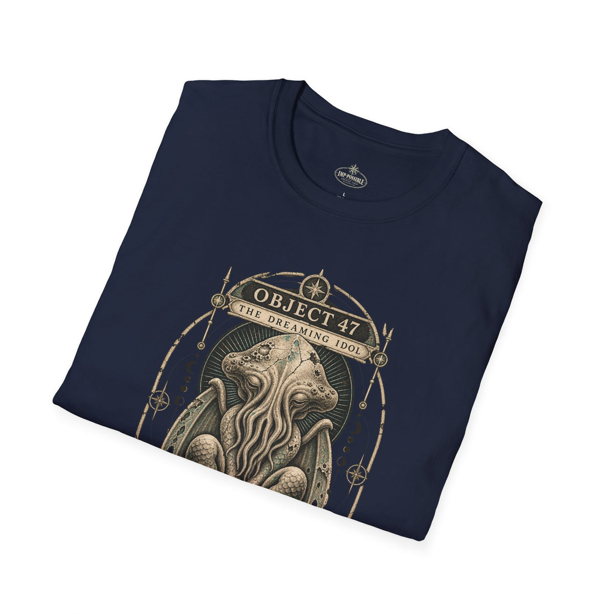 Navy Object 47 The Dreaming Idol graphic T-shirt, folded mockup