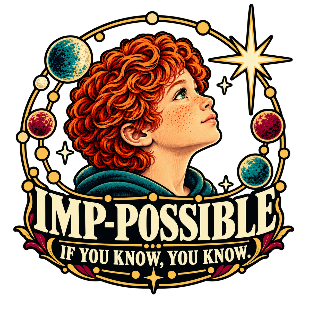 One close-up neck tag image for the Different Ways of Seeing IMP-POSSIBLE shirt.