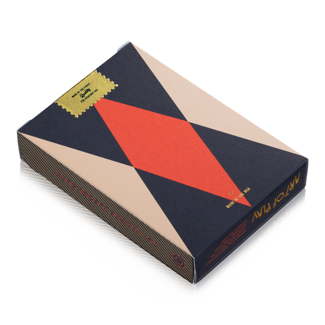 Lucky Draw playing cards tuck box back design by Art of Play with clean minimalist layout and details