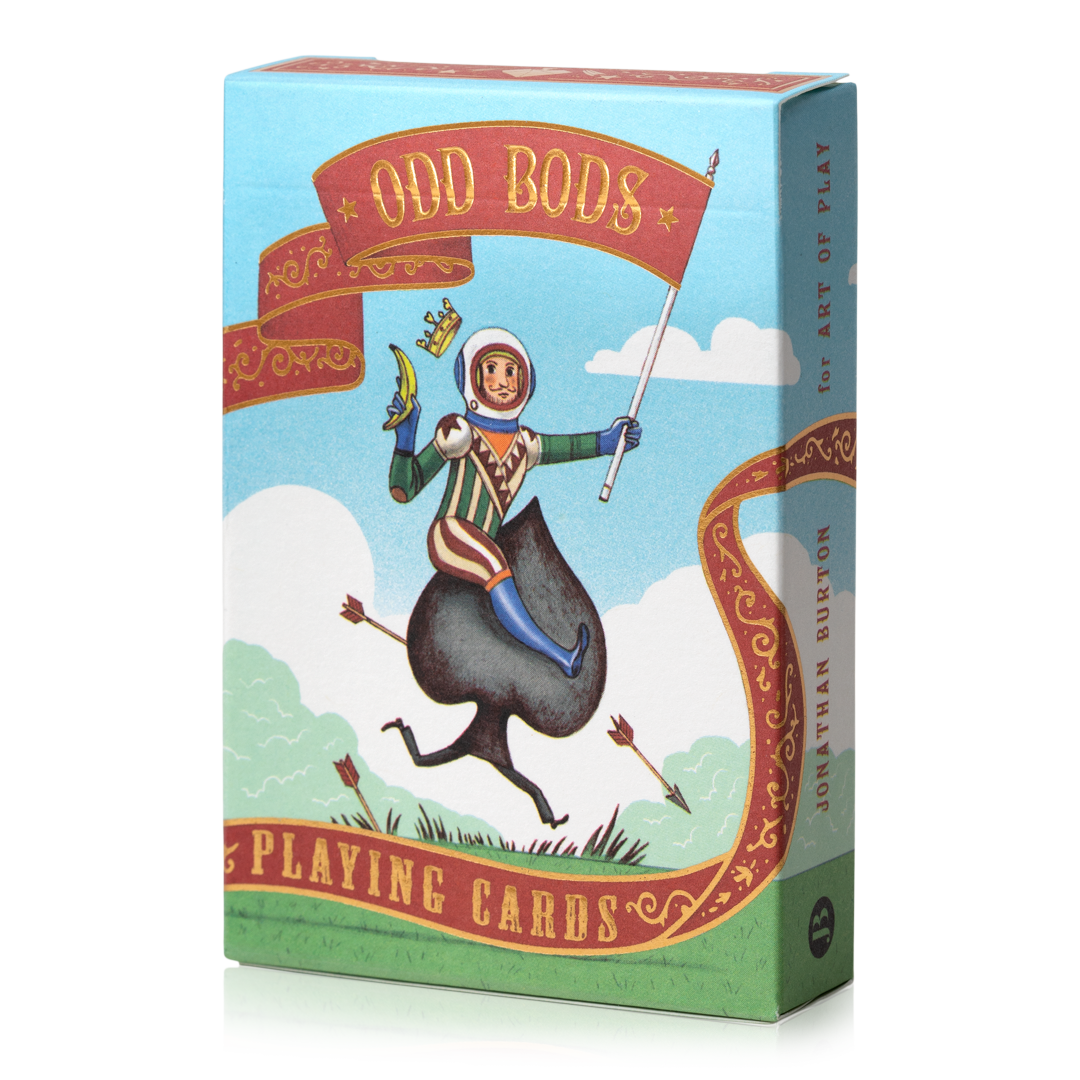 Odd Bods playing cards tuck box with bold cartoon-style design