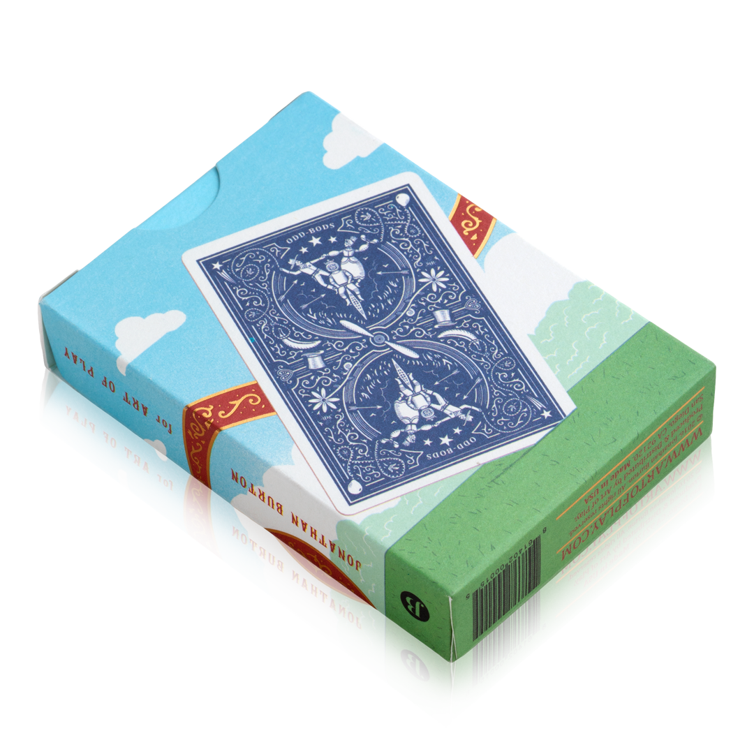 Odd Bods playing cards tuck box with bold cartoon-style design