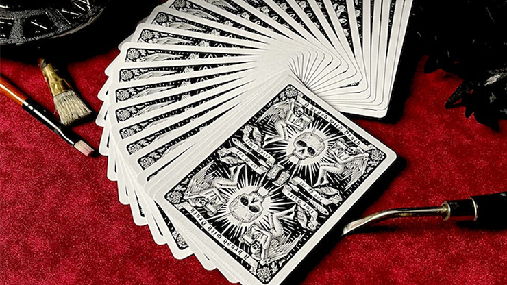 Fan of A Brush with Death playing cards showing custom artwork and collector deck design