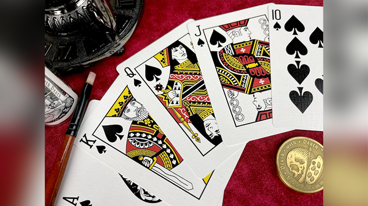 A Brush with Death playing cards collector deck displayed with dark gothic style artwork