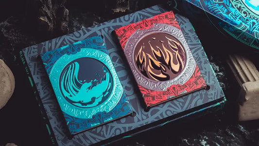 Atlantis Fire and Water Playing Cards 2 deck collector set with elemental themed tuck boxes