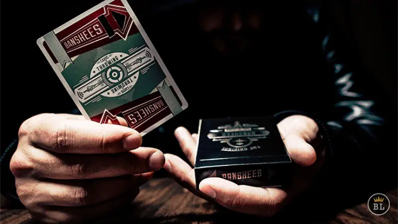 Banshees throwing playing cards with reinforced stock for practice and performance