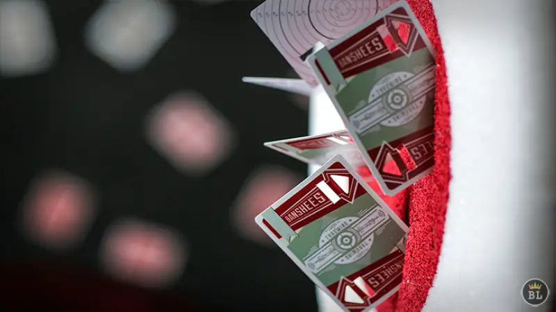 Banshees throwing cards engineered for high speed flight and skill practice