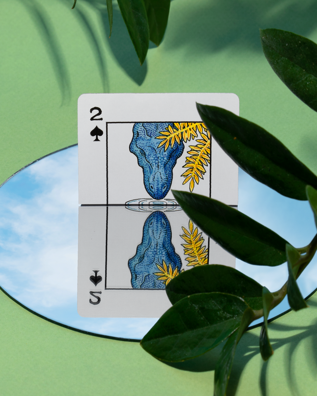 Dinosaur playing card featuring detailed prehistoric illustration