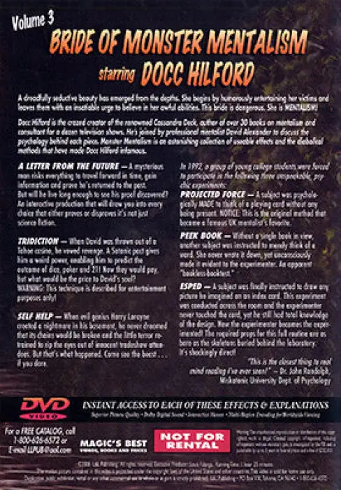 Docc Hilford: Bride Of Monster Mentalism Volume 3 - DVD