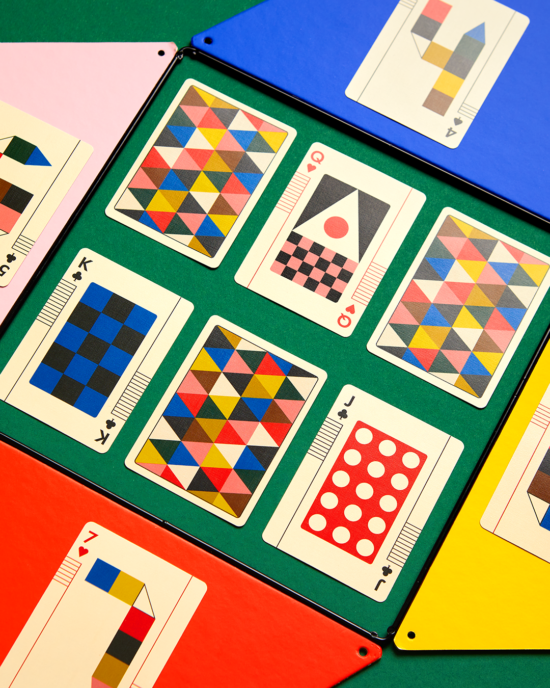 Eames Little Toy playing cards grid pattern by Art of Play featuring colorful geometric mid-century design