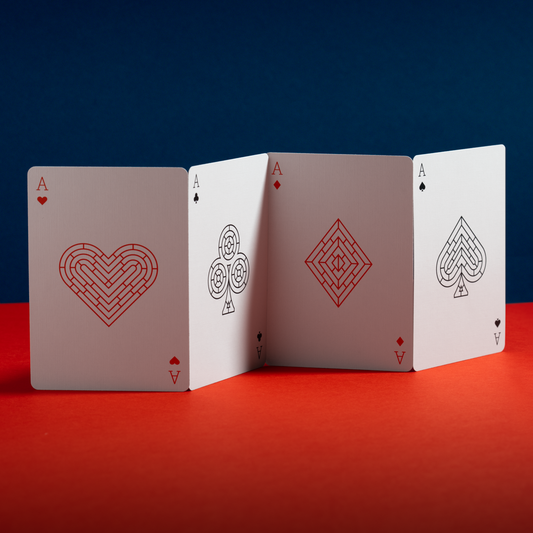 Aces from Lucky Draw playing cards by Art of Play featuring simple geometric minimalist design