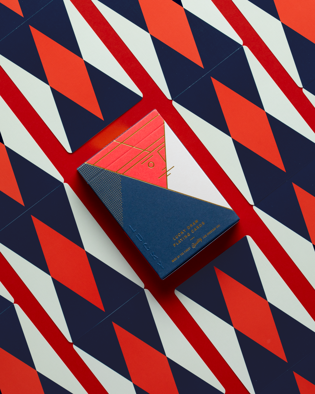 Lucky Draw playing cards back design by Art of Play with clean symmetrical minimalist pattern
