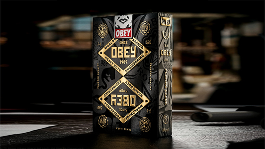 Obey Gold Edition playing cards by theory11 luxury tuck case featuring Shepard Fairey Obey artwork