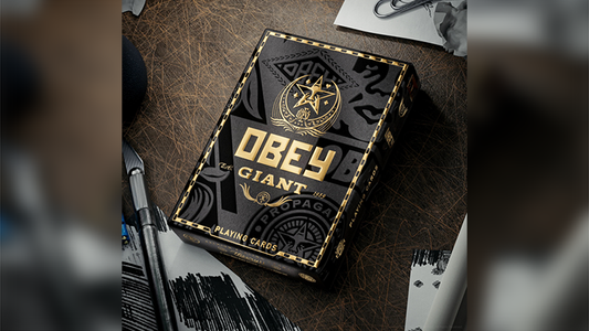 Obey Gold Edition playing cards by theory11 tuck case with gold foil artwork inspired by Shepard Fairey