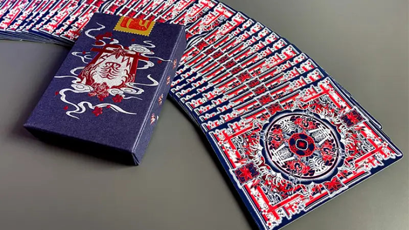 Sumi Kitsune Myth Maker (Blue/Red Craft Letterpressed Tuck) Playing Cards by Card Experiment