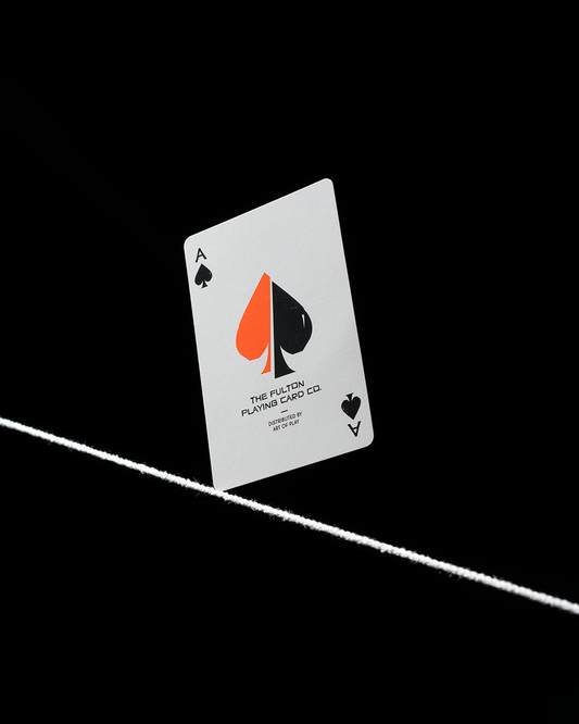 Ace of Spades from Vertigo playing cards by Art of Play featuring cinematic spiral artwork inspired by Hitchcock