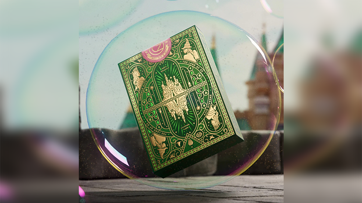 Collector display of Wicked playing cards by theory11, showing the tuck case and custom cards from the premium deck.